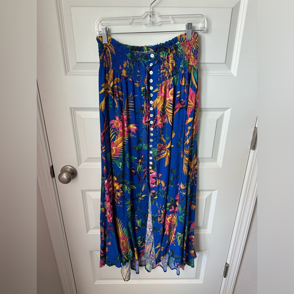 RACHEL Rachel Roy Blue and Orange Pleated Maxi Skirt